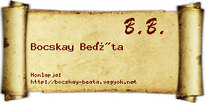 Bocskay Beáta névjegykártya
